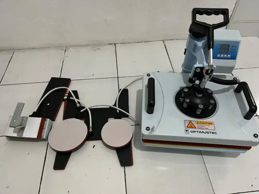 Alat press sablon kaos, piring, dan topi