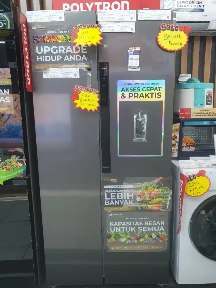 PROMO CICILAN KULKAS POLYTRON PRS 455 SIDE BY SIDE