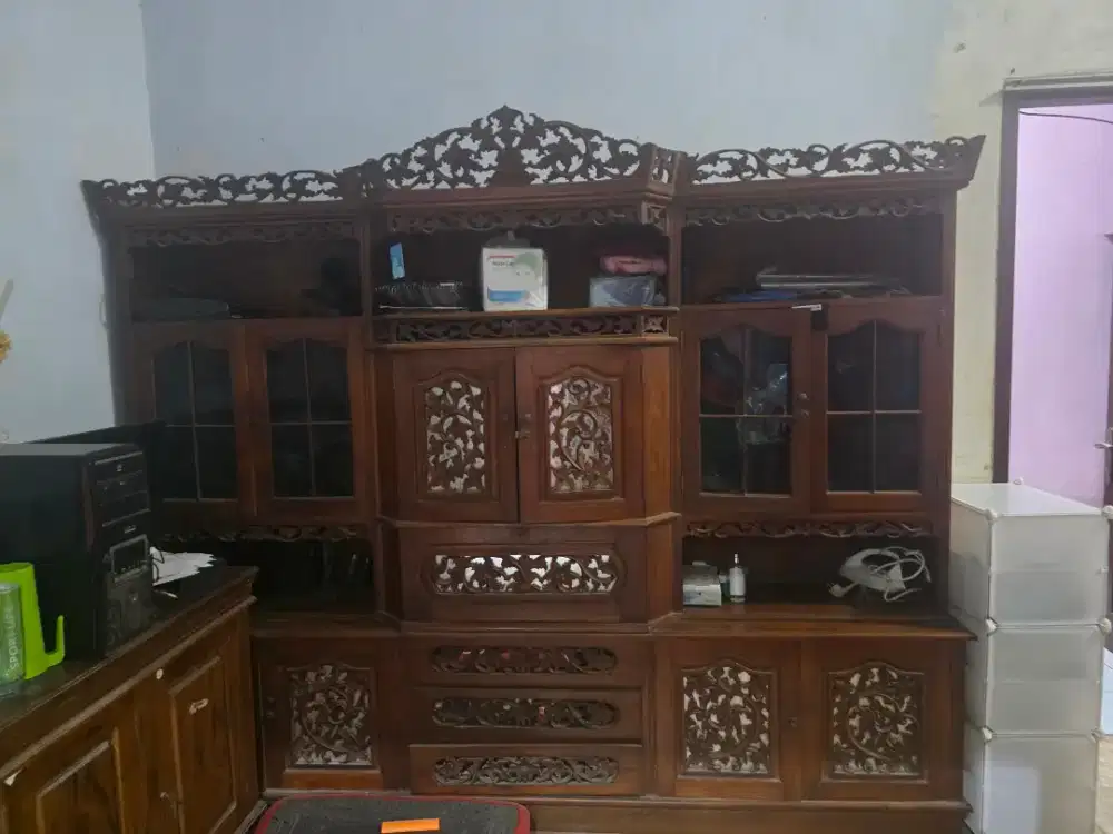 Jual Bufet Jati Antik Ukir Jepara – Jati Tua – Full Set – Berat