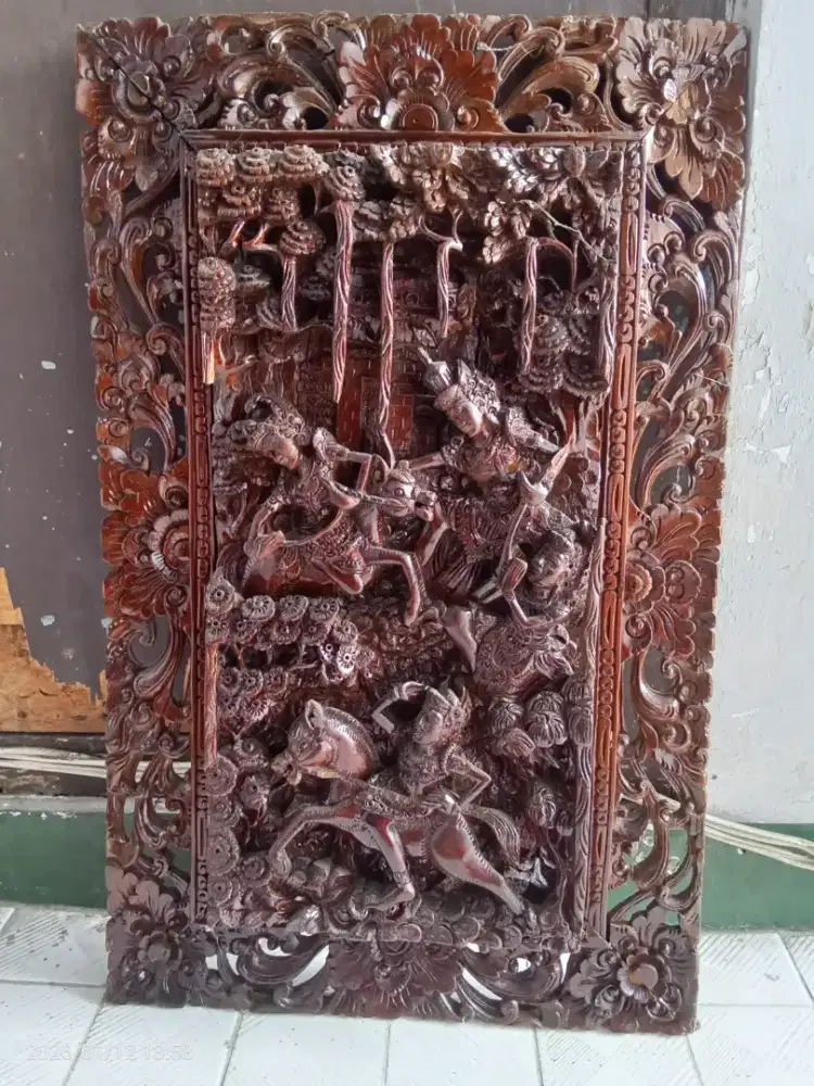 Ukiran Rama Sinta kayu jati antik , klasik jadul