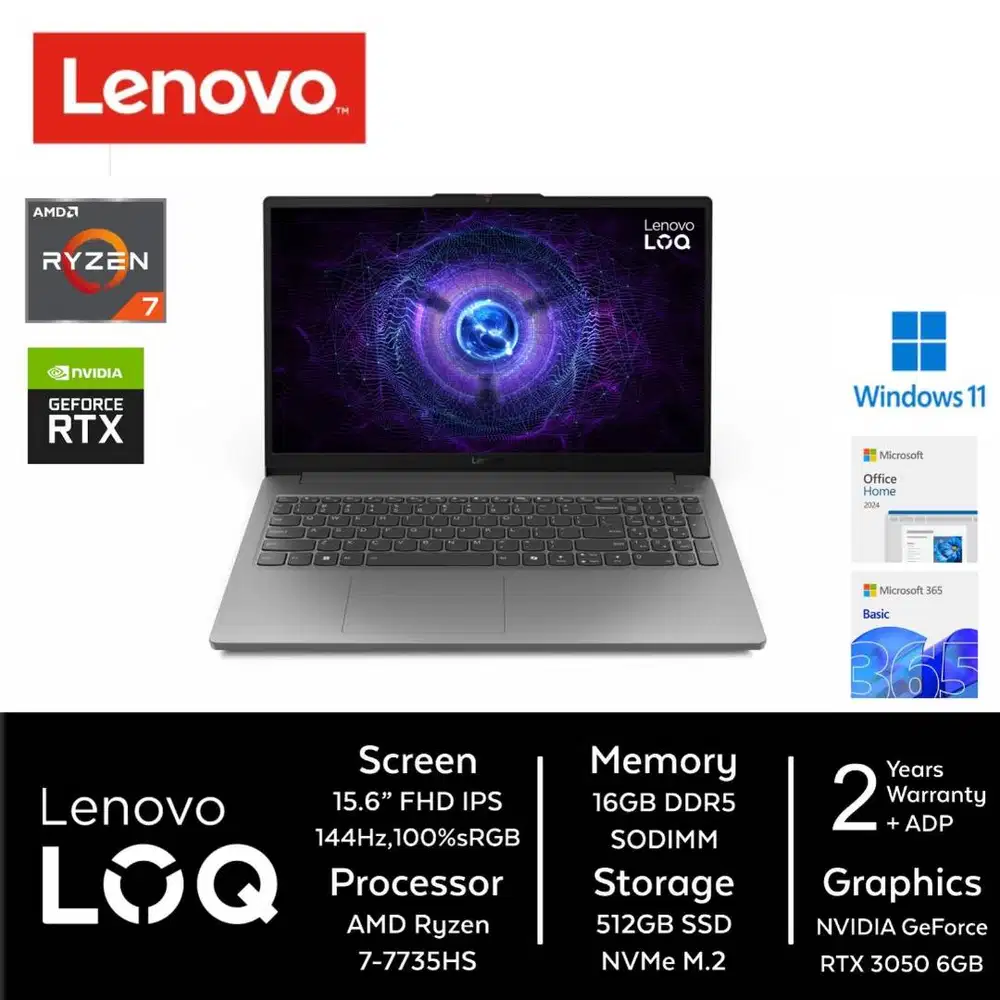 Lenovo LOQ Essential 15ARP10E AMD Ryzen 7 7735HS 16GB 512GB SSD W11