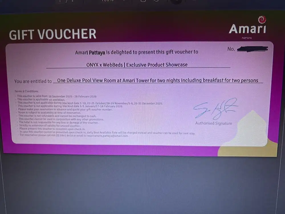 Voucher hotel Amari Pattaya