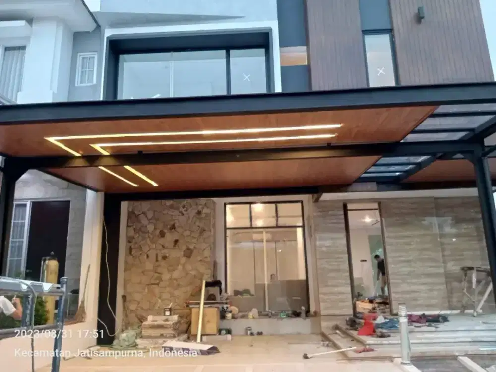 Kanopi baja ringan atap alderon, spandek pasir dan polos