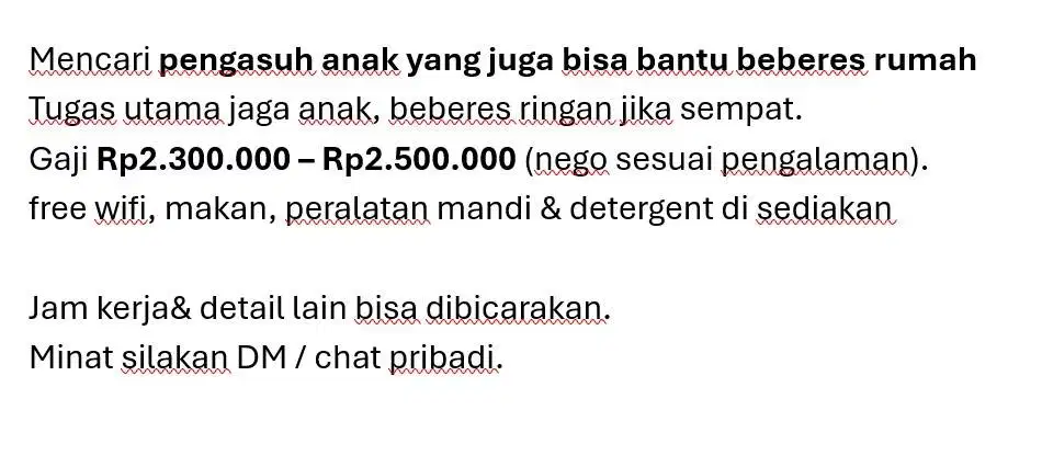 Pengasuh anak & Bantu beberes