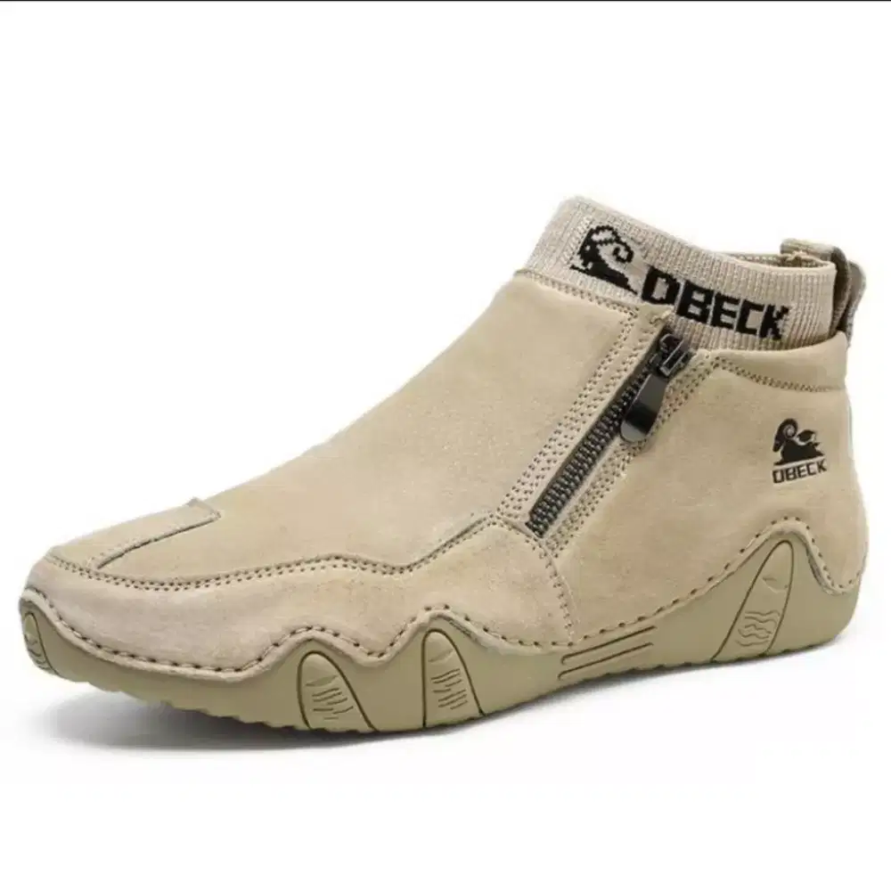 Sepatu boots pria resleting kulit asli