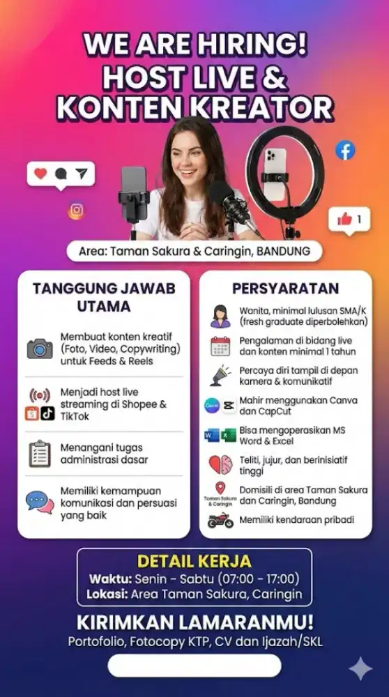 LOWONGAN PEKERJAAN: HOST LIVE & KONTEN KREATOR