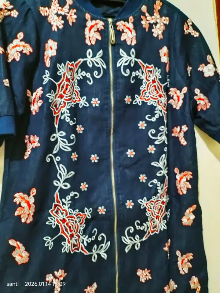 Dress bahan semi jeans full resleting (impor)