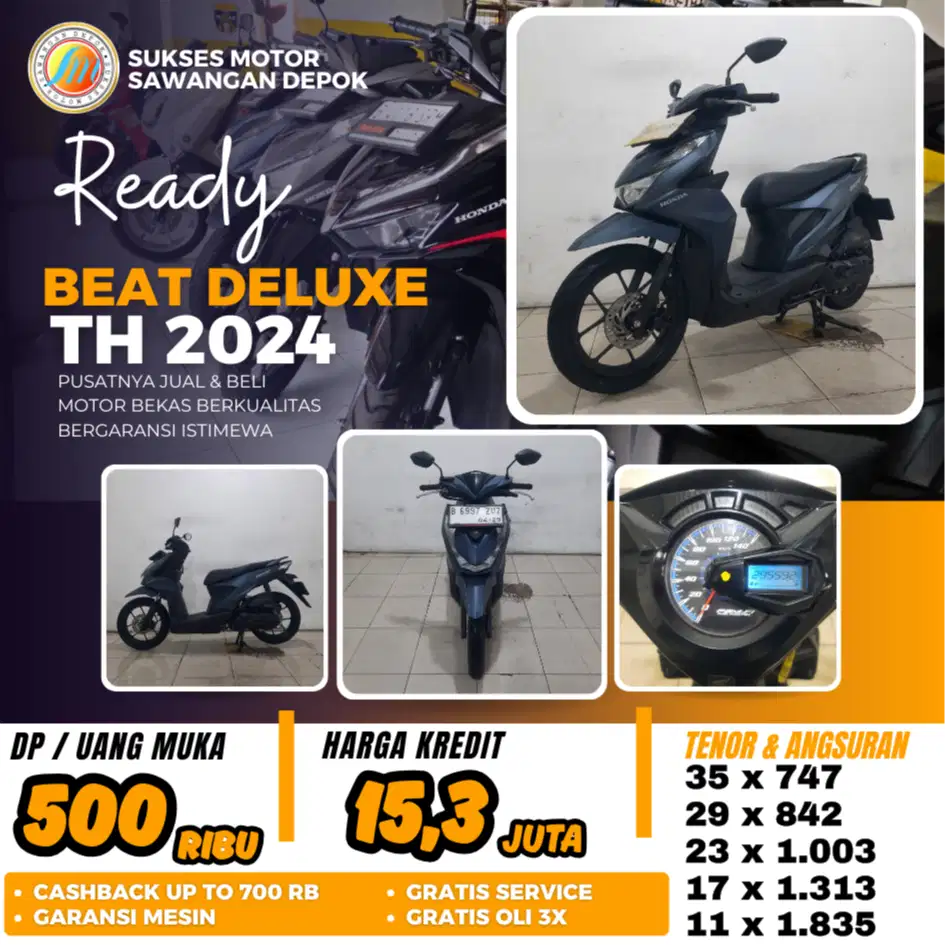 DP 500 BERGARANSI HONDA BEAT DELUXE TH 2024 UNIT MULUS BISA KREDIT