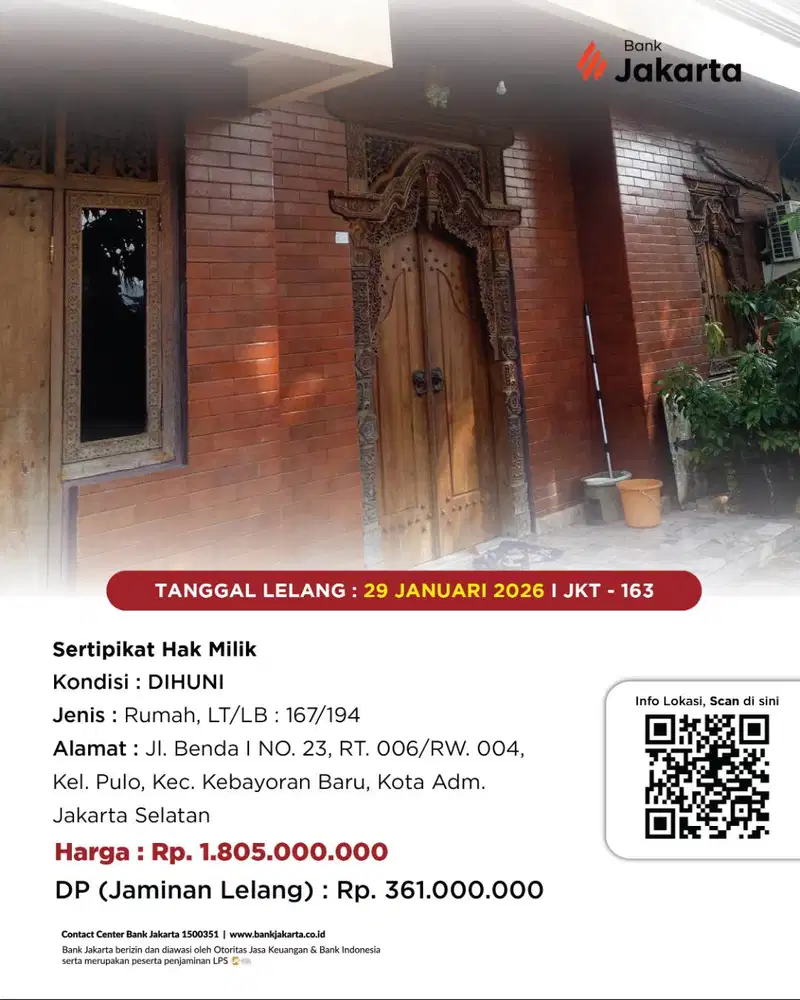 DIJUAL VIA LELANG RUMAH - JALAN BENDA I NO. 23, RT 006 RW. 004