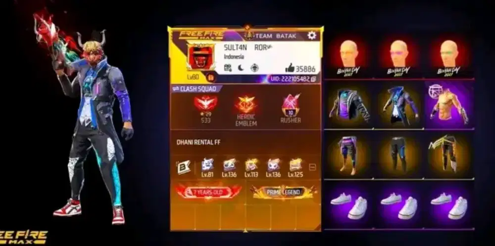 Dijual Akun ff data sudah diaman'kan