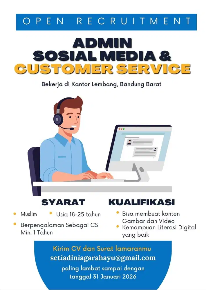 Loker Customer Service CS Marketing properti di lembang bandung barat