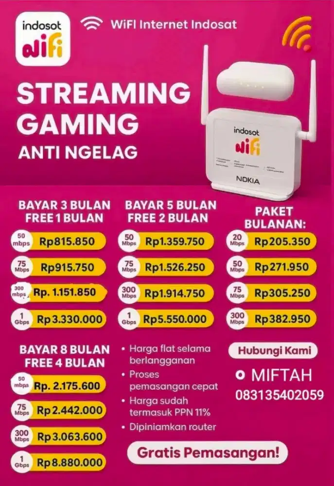 Ready Pemasangan Wifi Indosat Hifi