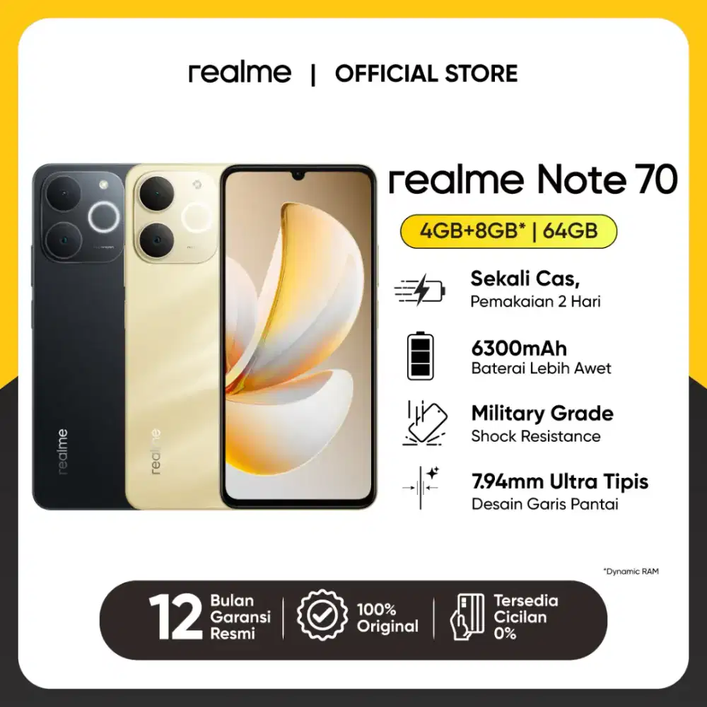 REALME NOTE 70 RAM 12GB BATERAI 6300mAh