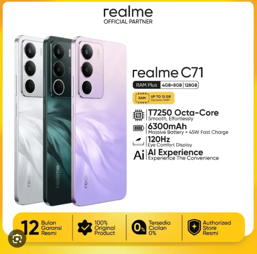 REALME C71 NFC RAM 12GB ROM 128GB BATERAI 6300mAh /45W SuperVooc