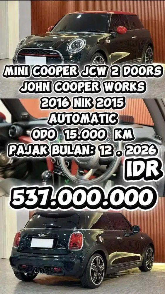 [ ODO 15.000 KM ] MINI COOPER JCW AT 2016 NIK 2015 JOHN COOPER WORKS