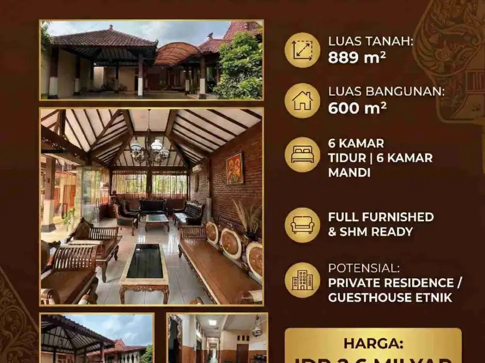 LARGE LAND ASSET 889 m² – CLASSIC RESIDENCE IN PLERET, YOGYAKARTA