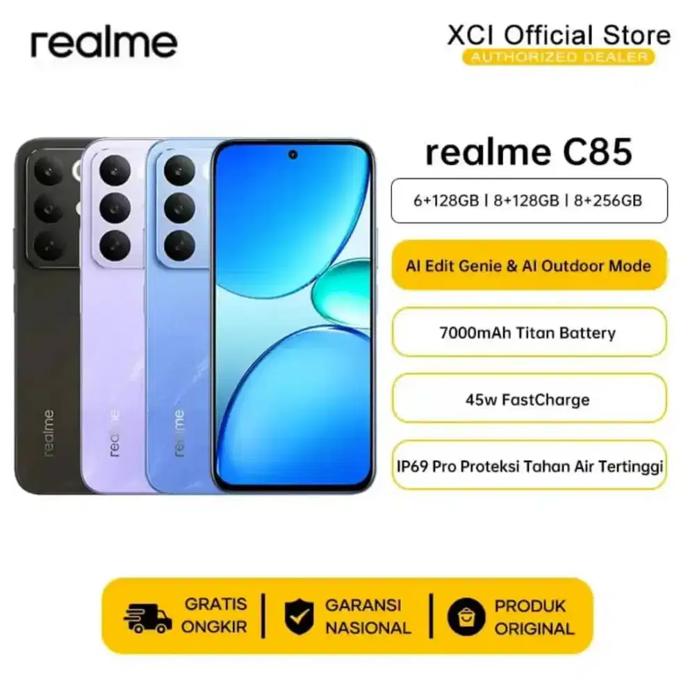 New!! REALME C85 NFC RAM 8+16GB ROM 128GB BATERAI 7000 & TAHAN AIR