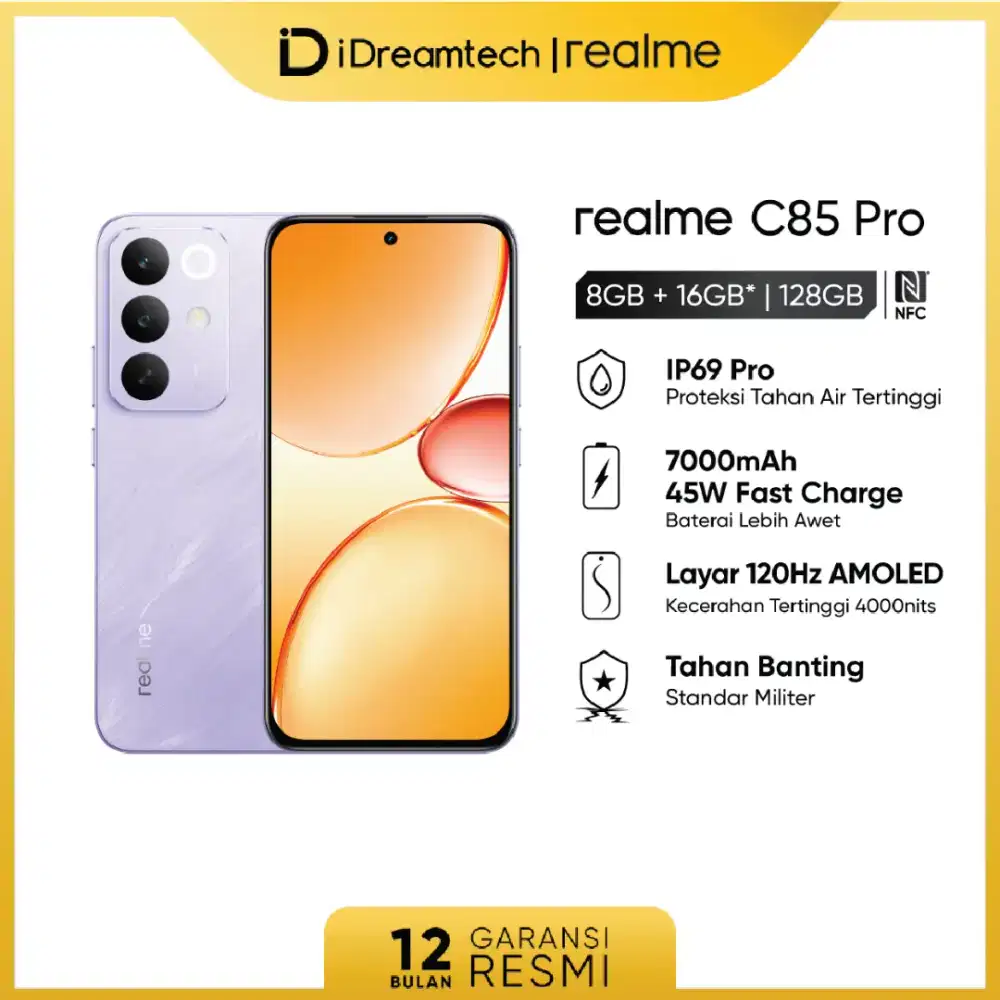 NEW!! REALME C85 PRO RAM 8+16GB ROM 128GB BATERAI 7000 & TAHAN AIR