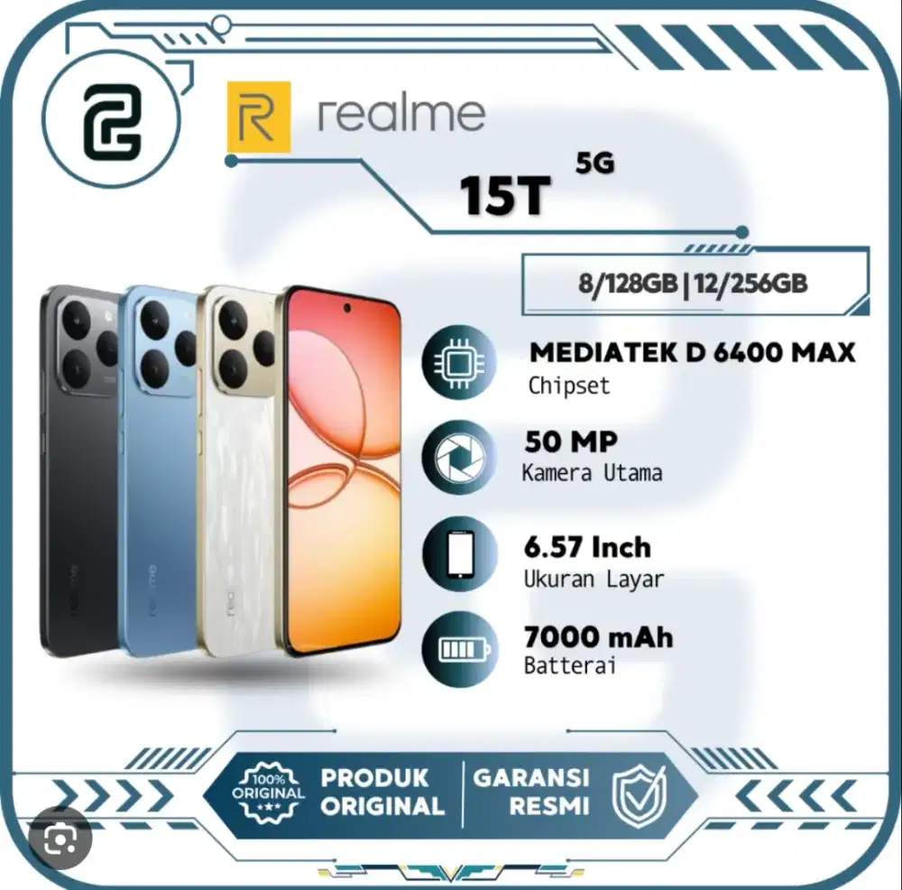 NEW!! REALME 15T  5G RAM 18GB ROM 256GB BATERAI 7000 & TAHAN AIR