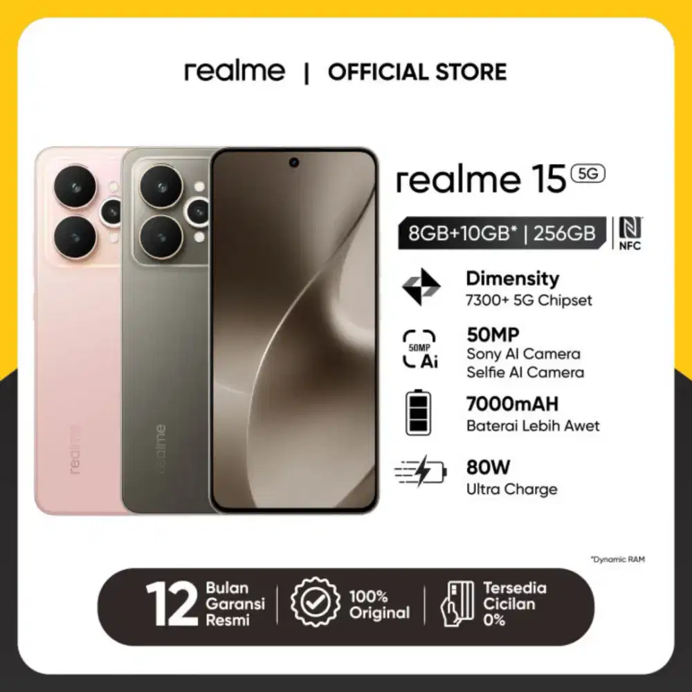 NEW!! REALME 15 5G RAM 18GB ROM 256GB BATERAI 7000 & TAHAN AIR