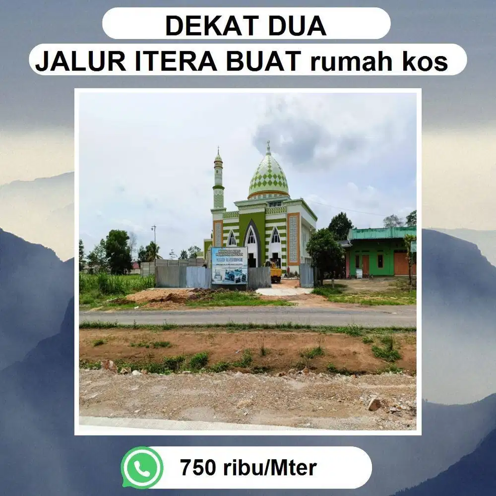 Tanah 100m Dari Jalur 2 ITERA  nempel  jalan utama desa bandar agung