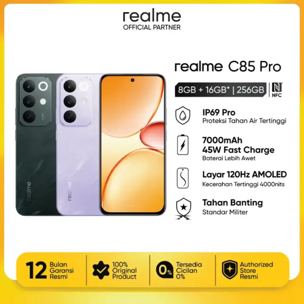 New!! REALME C85 pRO RAM 8+16GB ROM 256GB BATERAI 7000 & TAHAN AIR