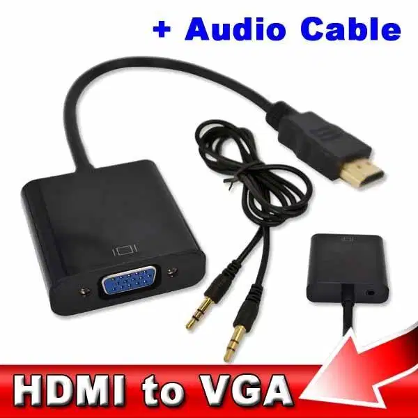 Converter HDMI to VGA+Port Audio AUX Jack 3.5mm Full HD Support 2K 4K