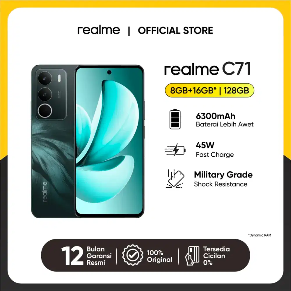 New!! REALME C71 NFC RAM 8+16GB ROM 128GB BATERAI 6300mAh/45W SuperVoo