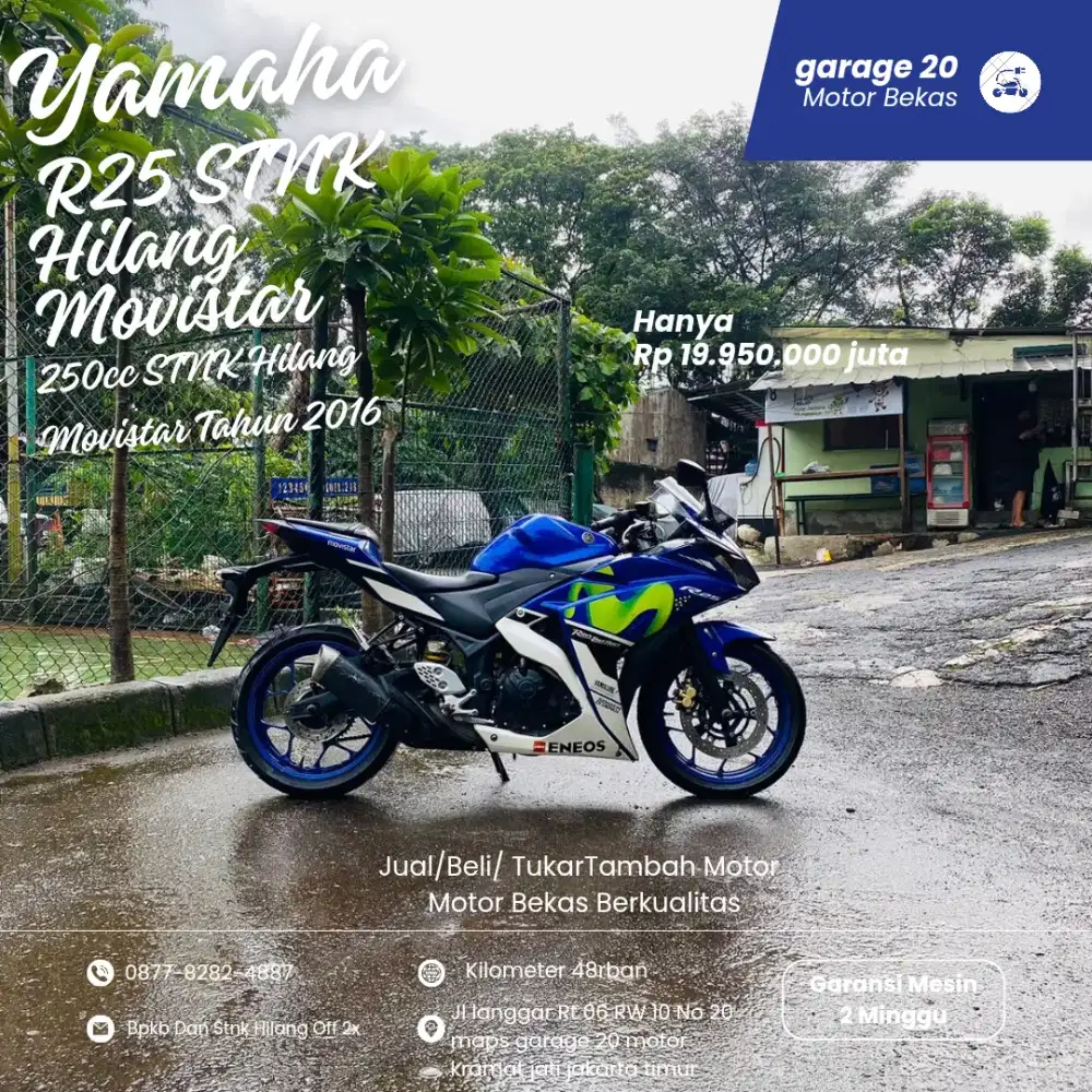Yamaha YZF R25 Movistar 250cc STNK Hilang Fi Tahun 2016 Pajak Off