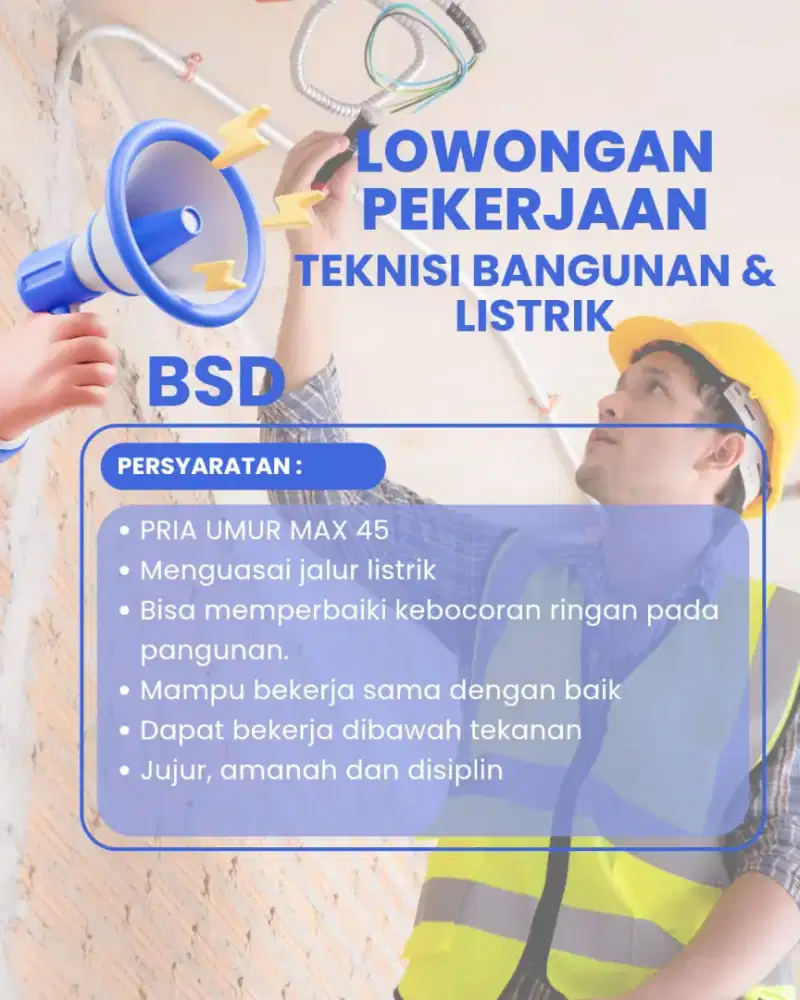 Lowongan kerja kelistrikan dan kebocoran