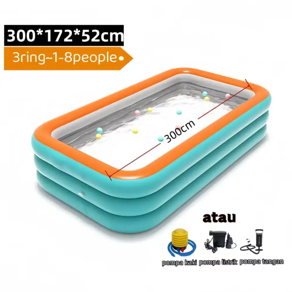 Kolam Renang Anak Karet Jumbo Pompa Angin