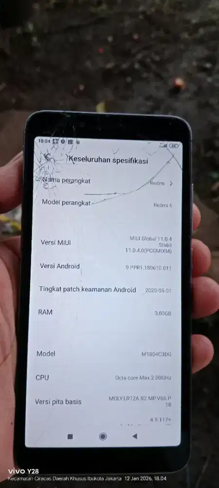 Redmi 6   3/32  mnus lyar retak normal smua