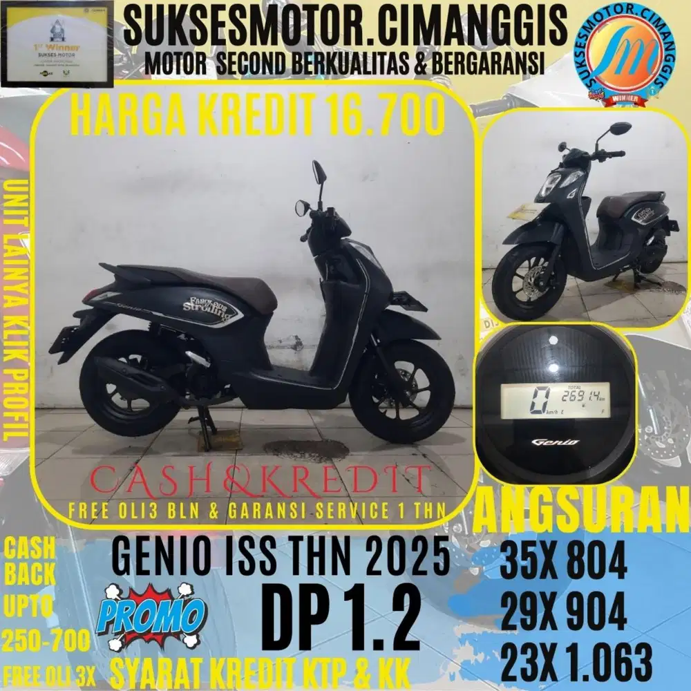 DP 1.2 GENIO ISS TERMURAH CASHBACK UPTO 700RBU FREE OLI3BLN