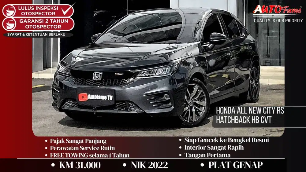 Honda All New City RS Hatchback HB CVT AT 2022 Gray On Black Tgn 1 Dr