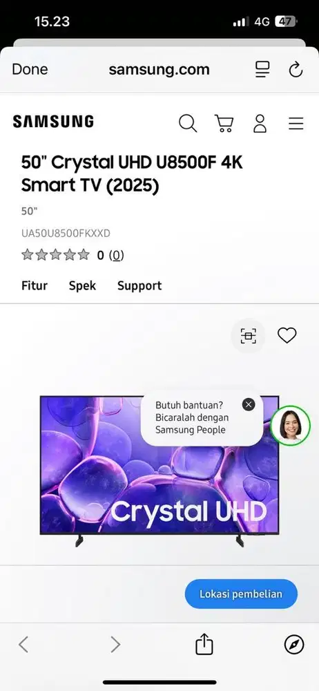 TV Samsung 50U8500F Smart TV Crystal UHD 4K UA50U8500FKXXD 2025