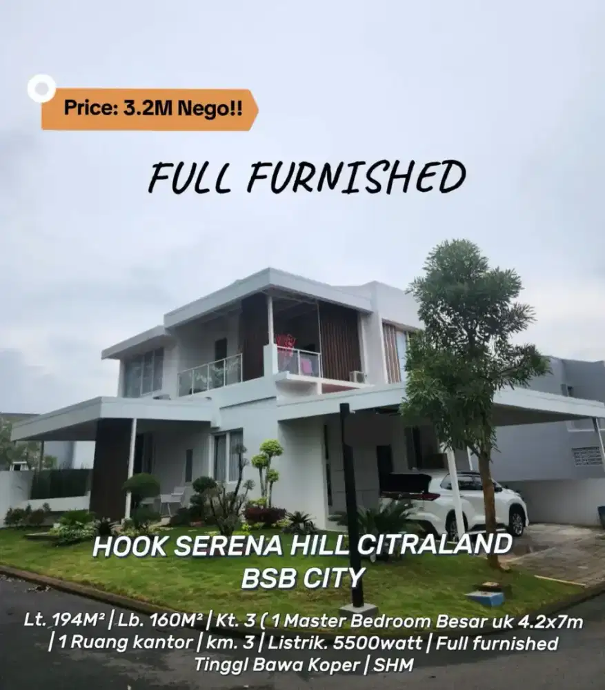 Hook Full Furnished Rumah Di Serena Hill Citraland Bsb