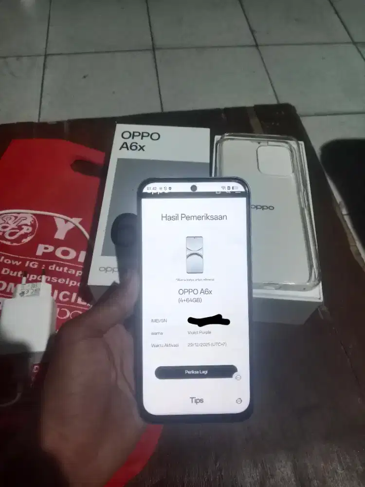 Oppo a6x ram4+8/64 batre 6500 mah