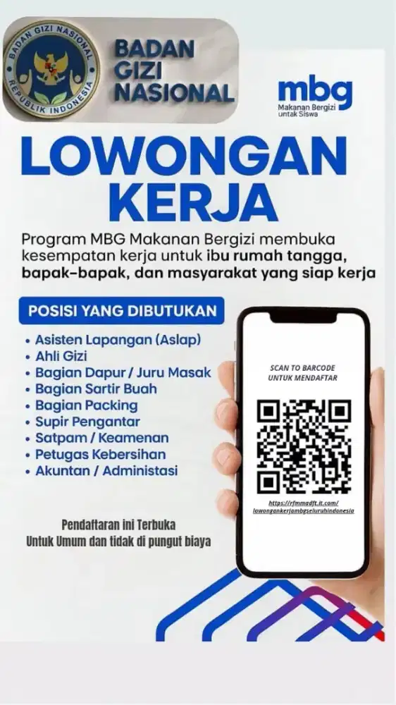 DIBUKA LOWONGAN KERJA MBG