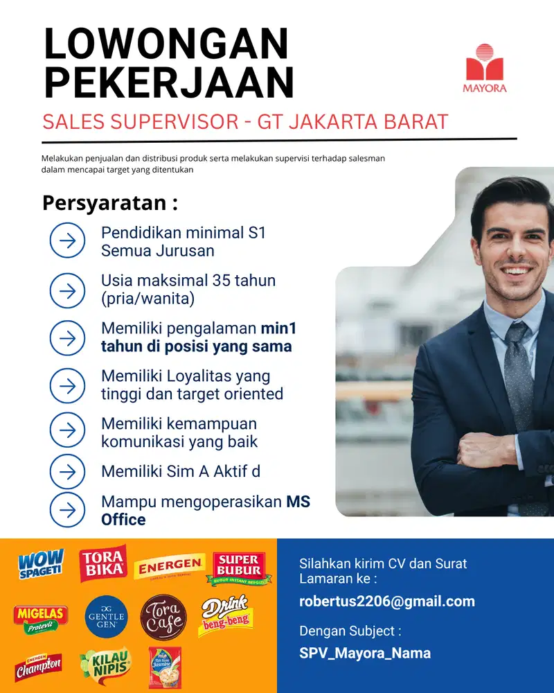 LOWONGAN PEKERJAAN SPG,SPB,SK,SPV MAYORA TORABIKA