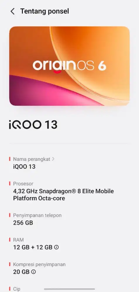 iqoo 13 hitam second like new