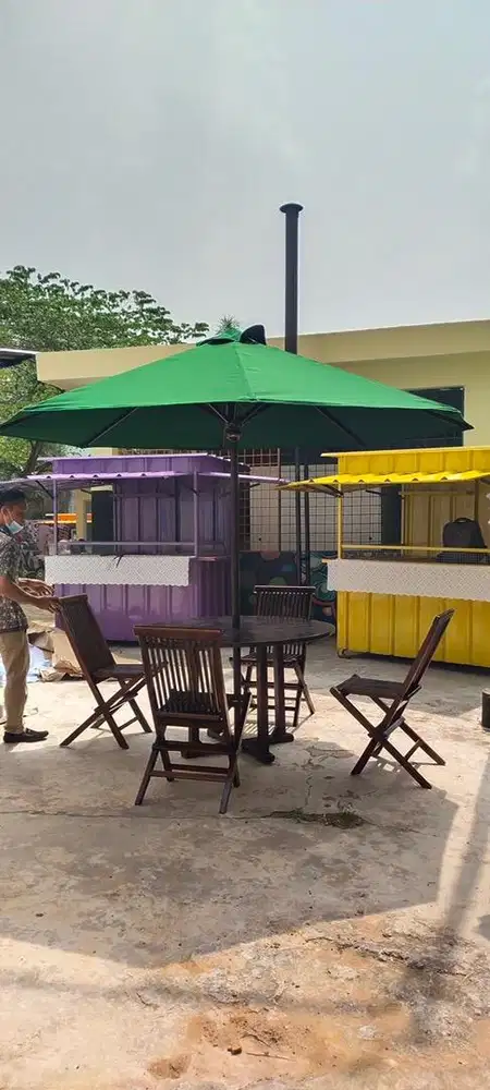 Payung taman bahan kayu jati tebal . Ready stok Palembang . Bisa cod