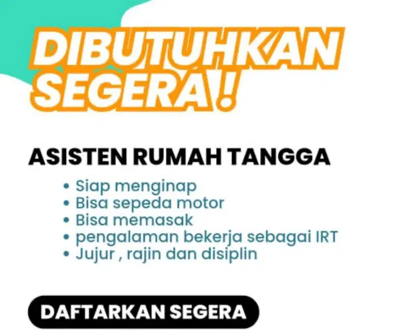 Di butuhkan Asisten Rumah Tangga