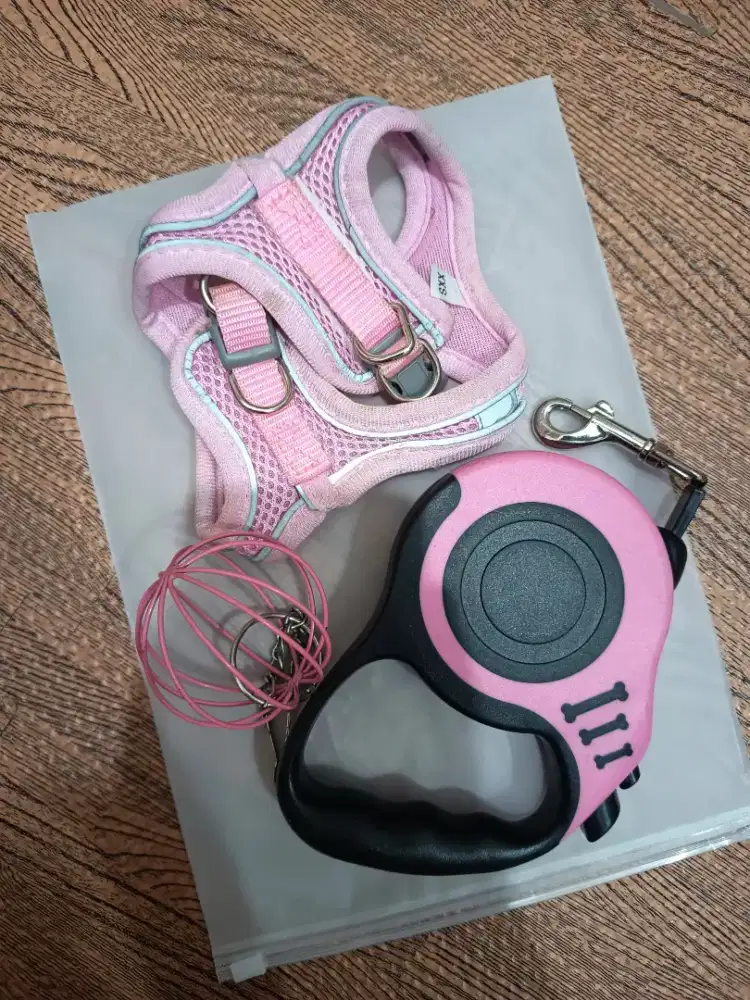 Tali Harnes Pink Kucing Anjing Kelinci Leash