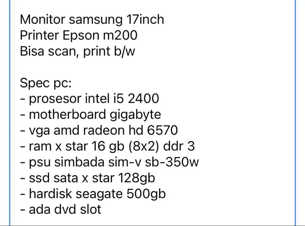 Jual Komputer plus printer epson M2003