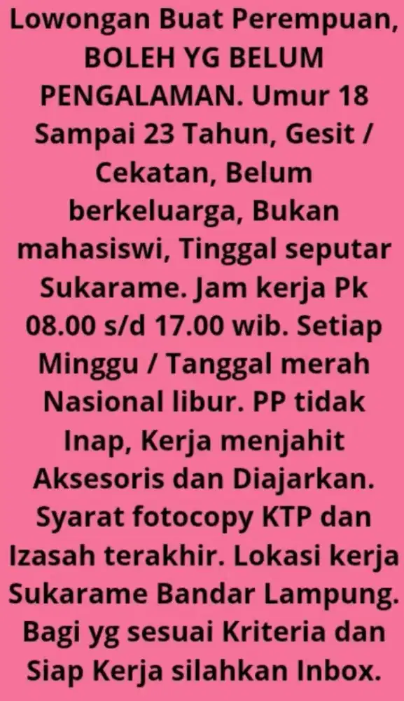 Lowongan kerja wanita