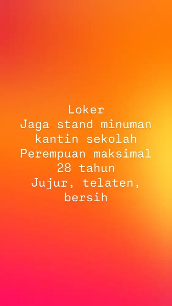 Lowongan pekerjaan penjaga stand minuman kantin sekolah