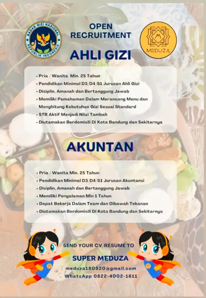 Lowongan Kerja Ahli Gizi & Akuntan
