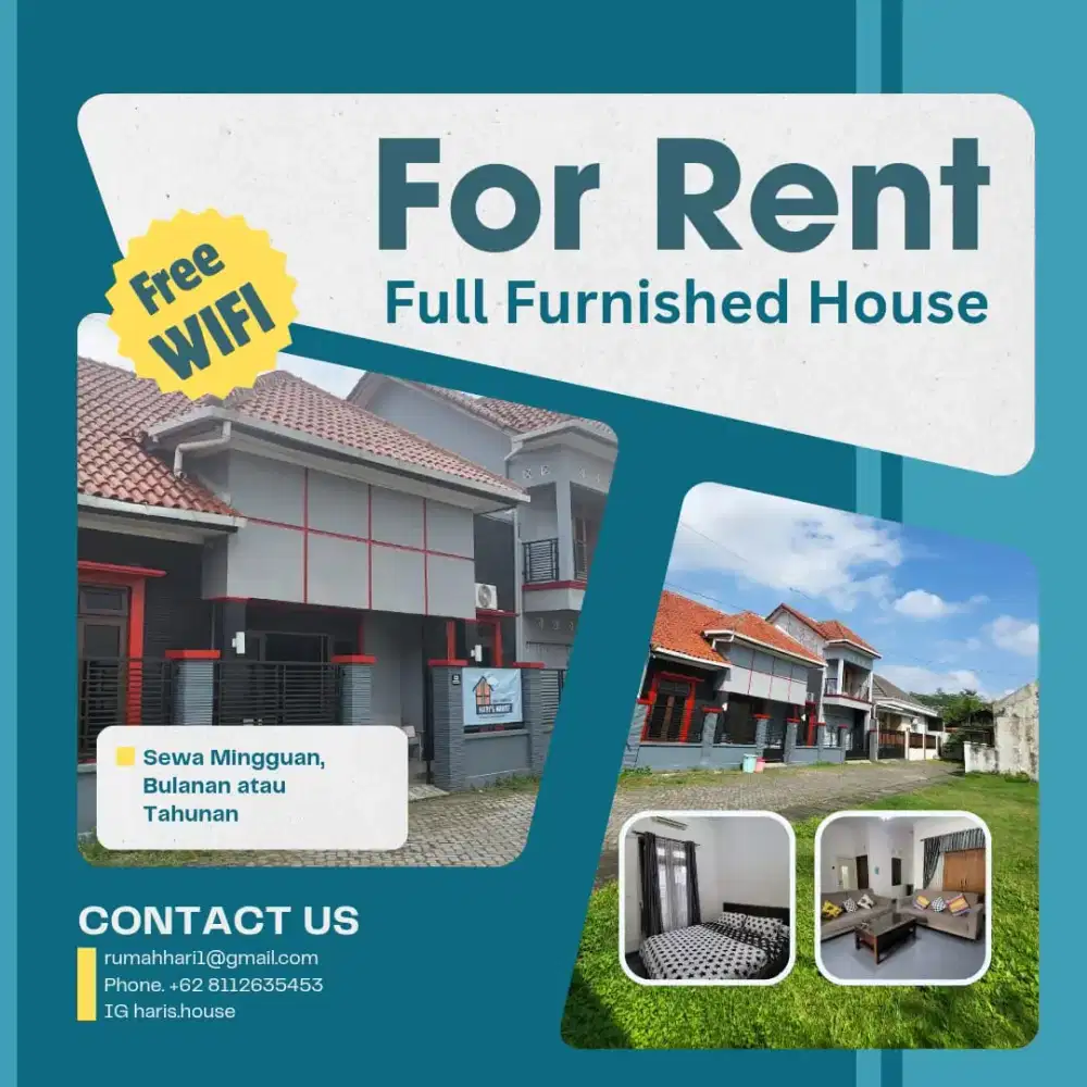 Rumah Sewa Mingguan Full Furnished 5 Kamar