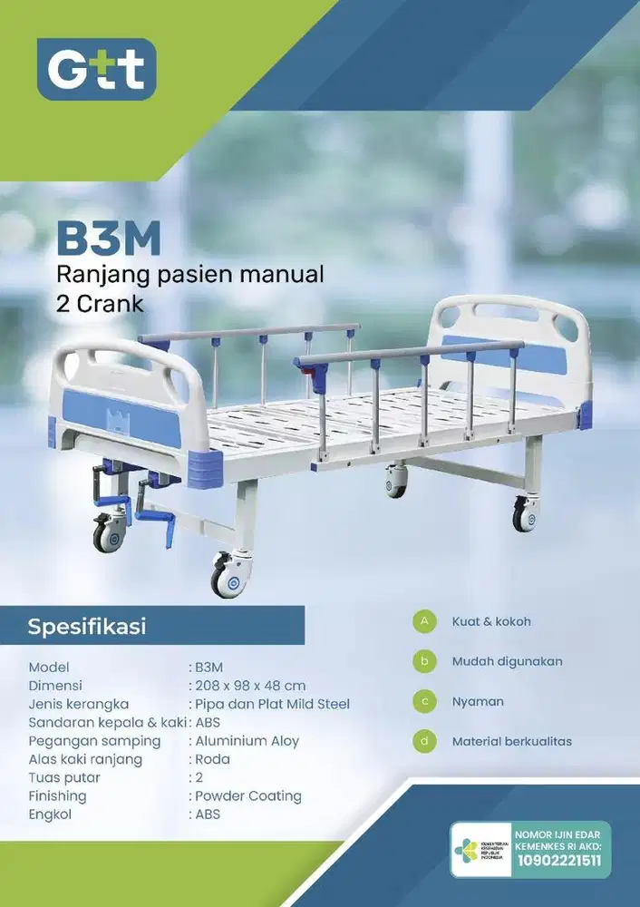 bed pasien 2 crank manual gtt