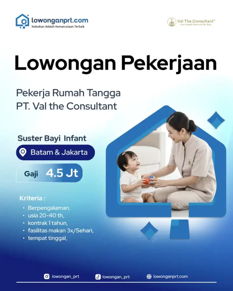 Dibutuhkan babby sitter, art, dan premium nanny